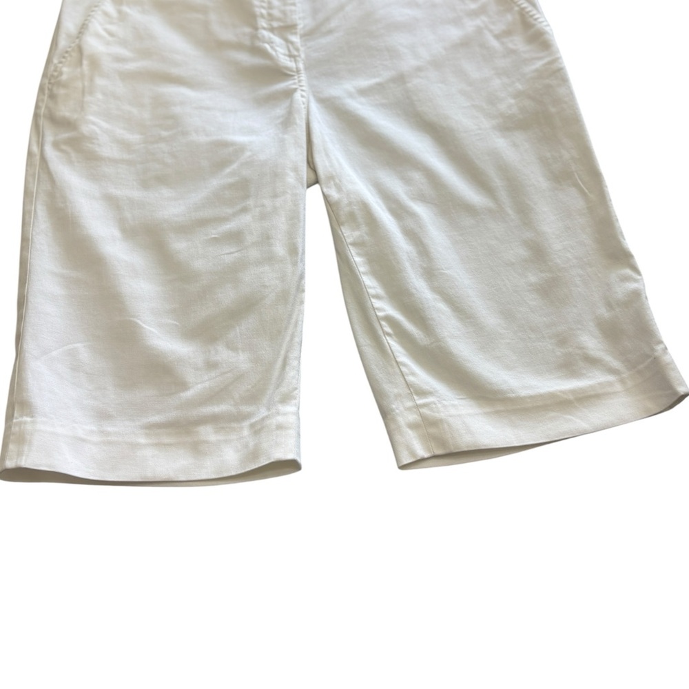 Tory Burch White Cotton Bermuda Shorts Sz 8  Stretch Classic Preppy Golf - Picture 3 of 10